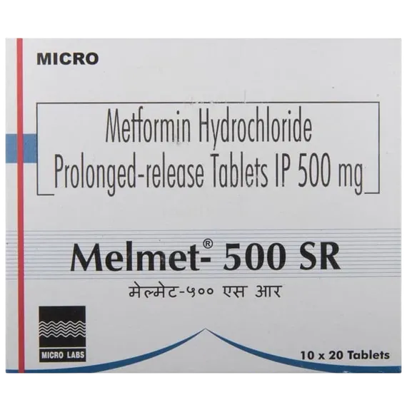 melmet sr 500mg tablet 20's